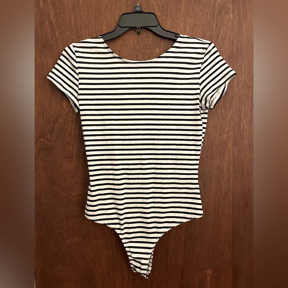 Black and White Striped Bodysuit
